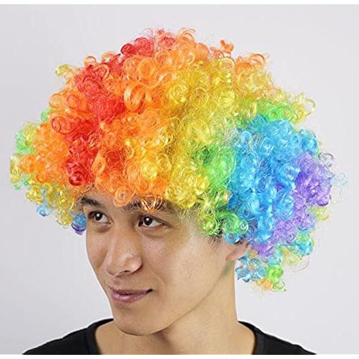 Wonka Generic Halloween Clown Disco and Fans - Multicolored Wig - Image 3